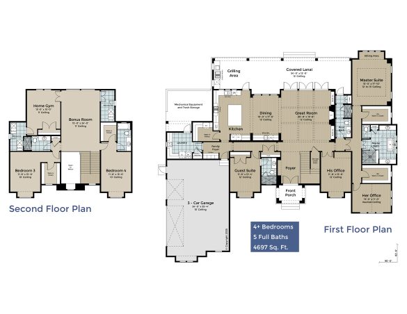 DreamDesign 77 floor plan DreamDesign® 77 Modern French first and second floor plans
