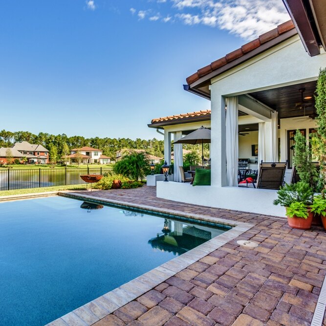 Starr Custom Homes pool and covered lanai Starr Custom Homes pool and covered lanai overlooking the water